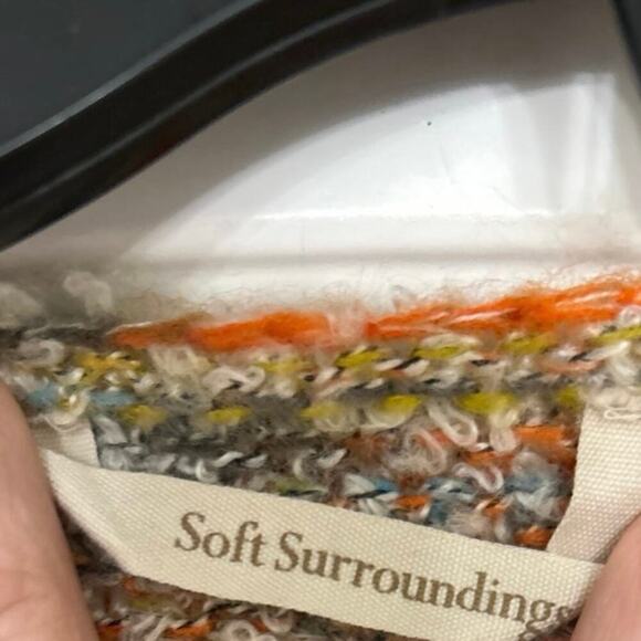 Soft Surroundings Hi Low Split Hem Bell Sleeve Chunky Knit Striped Sweater Med - Picture 11 of 14